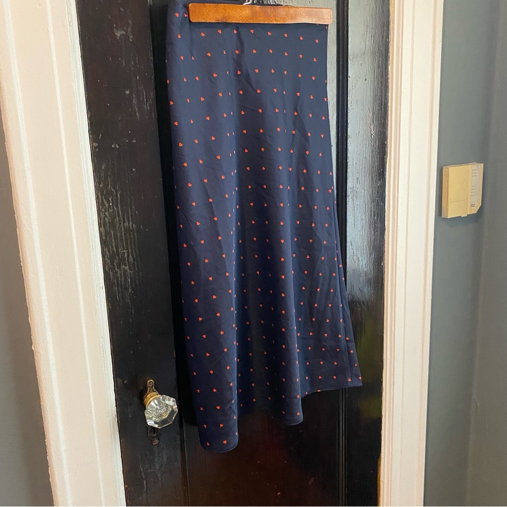 J. Crew Heart Pattern Midi Slip Skirt